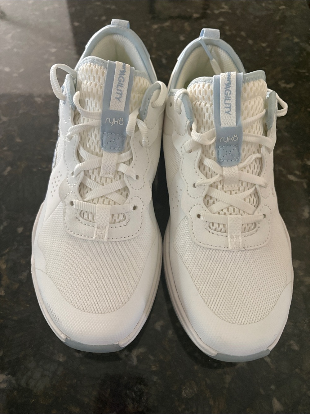 Ryka White and Light Blue Women’s Athletic Sneakers